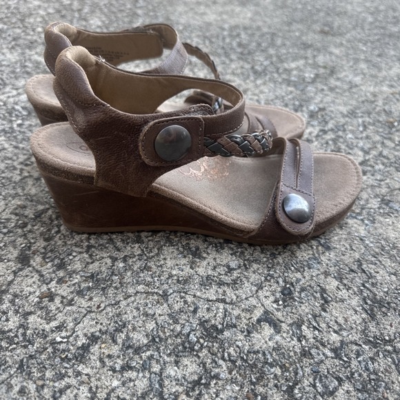 Aetrex Naya Sandals Women's 7.5 - 8 (EU 38) Brown Ankle Strap Wedge Comfortable - Picture 4 of 8